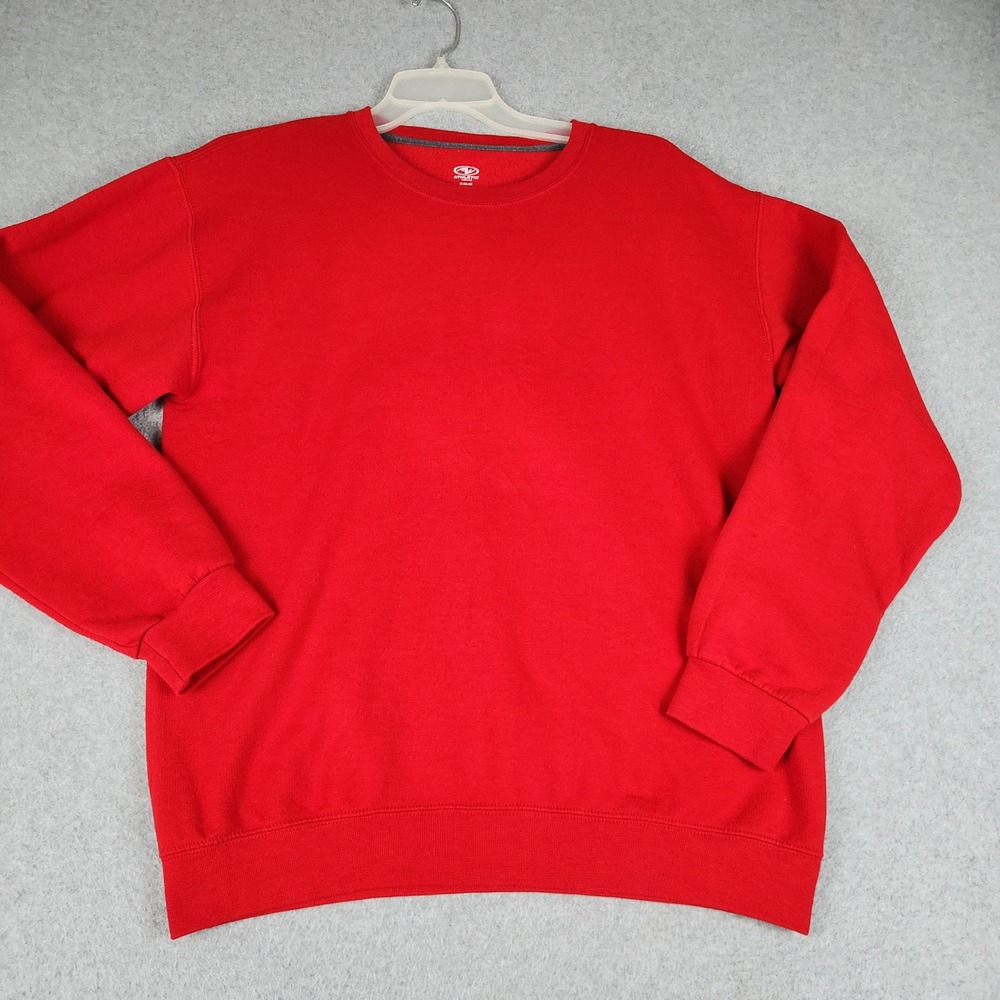 Athletic Works Sweatshirt Mens Medium Red Fleece Lined Classic Fit Crew Neck